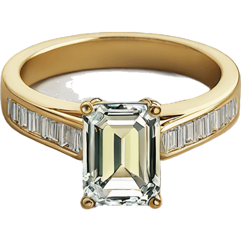 Emerald cut Gold engagement ring ￼ emoji