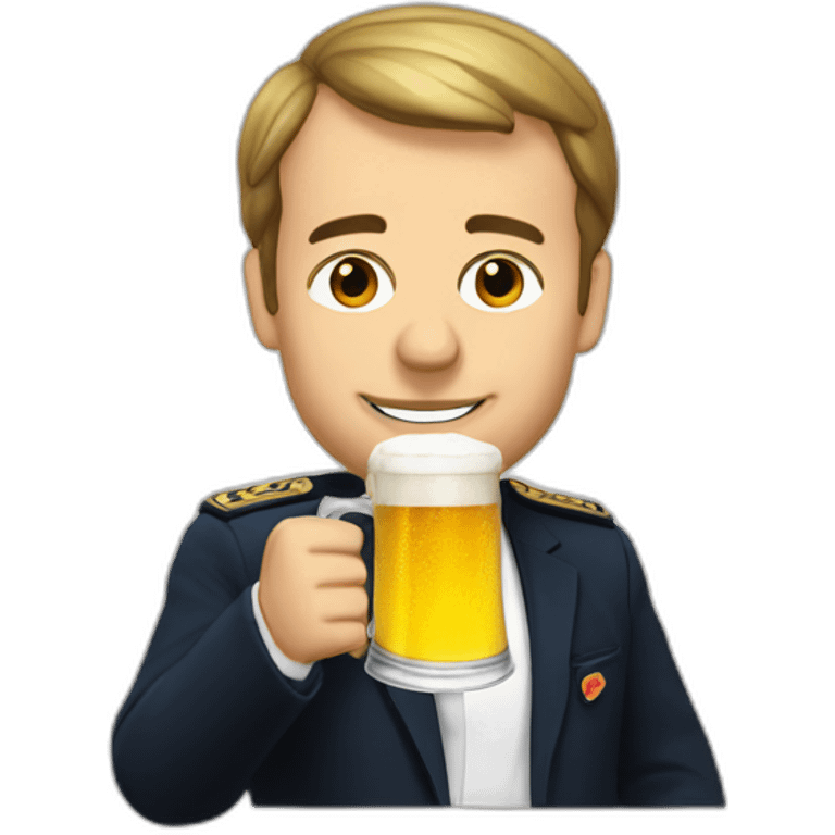 macron with a beer emoji