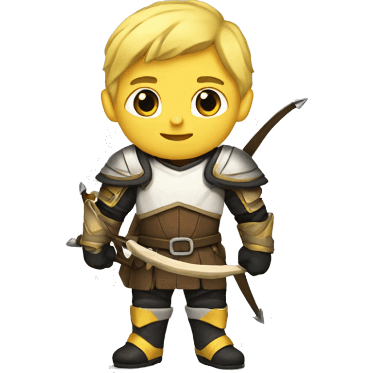 archer with yellow and white armor and black boots  without helmet and blond hair  emoji