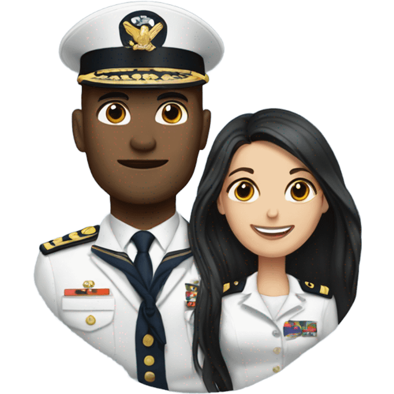 Navy officer and brunette wife  emoji