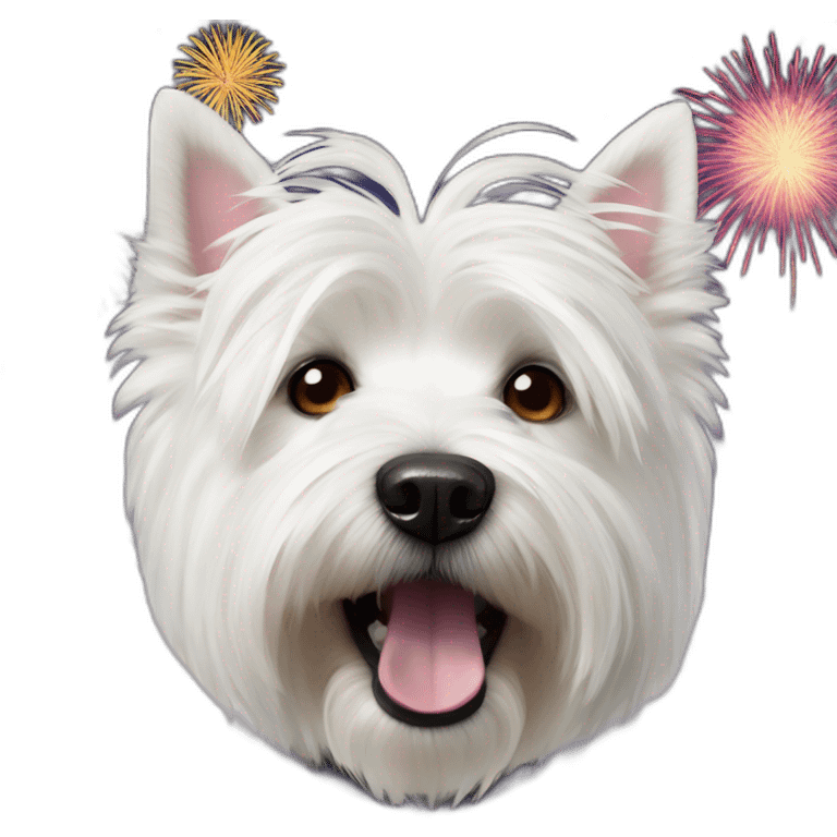 Whest Highland White Terrier with fireworks emoji