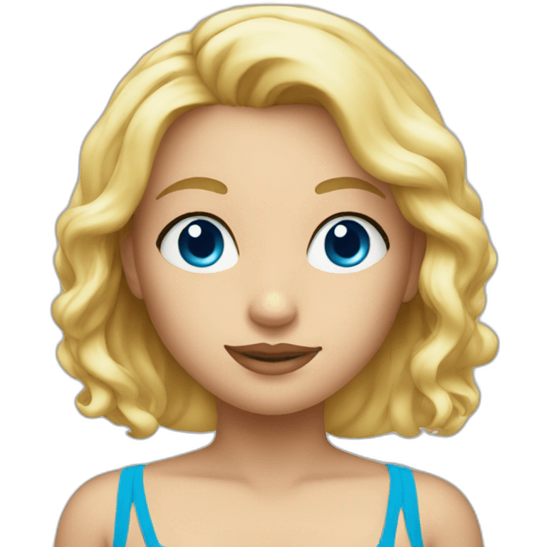 Blonde girl in bikini blue eyes emoji