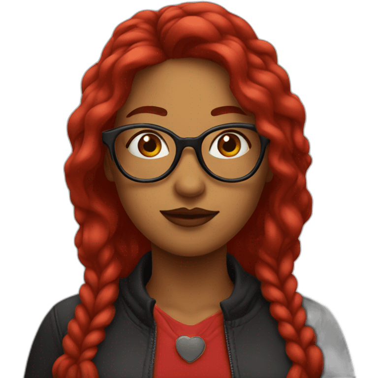 red woman with glasses kiss emoji