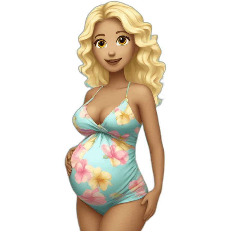 adorable pregnant blond full body women with beach-wave-hair emoji