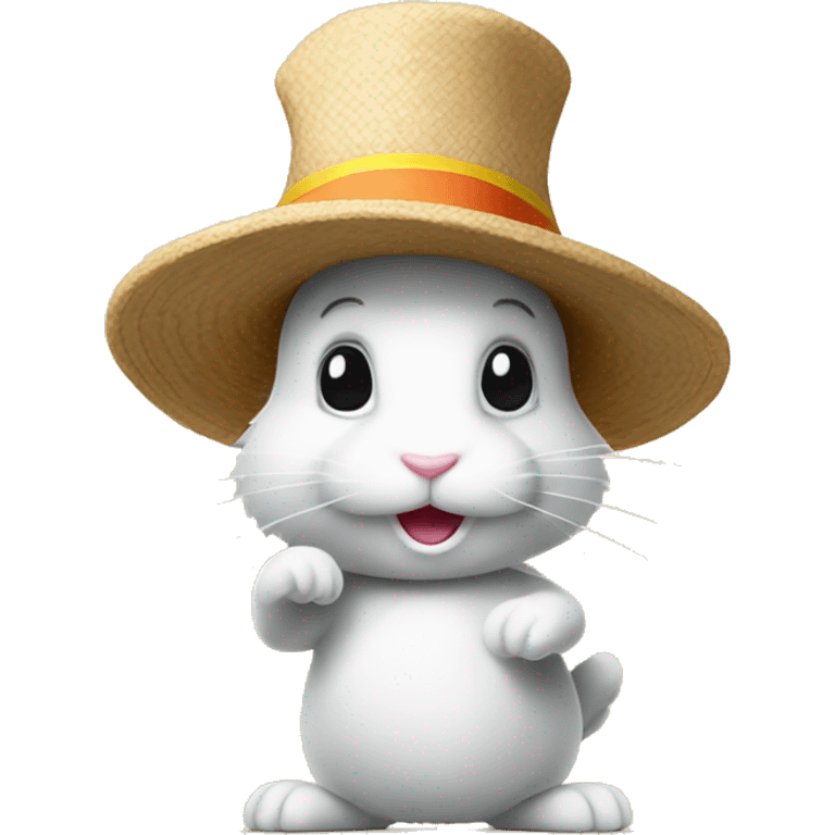 rabbit stands on two legs with a sunny hat emoji