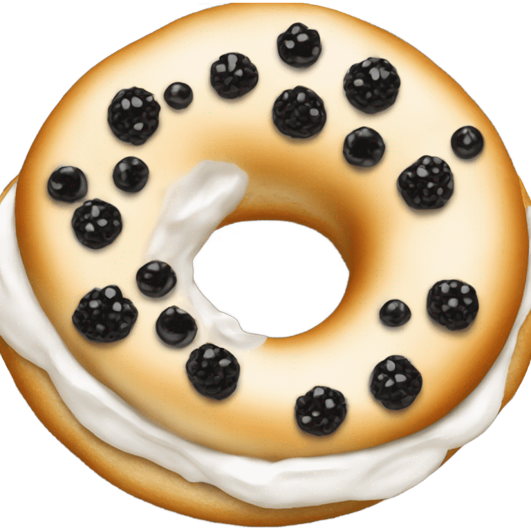 Give me an open bagel with cream cheese and caviar emoji