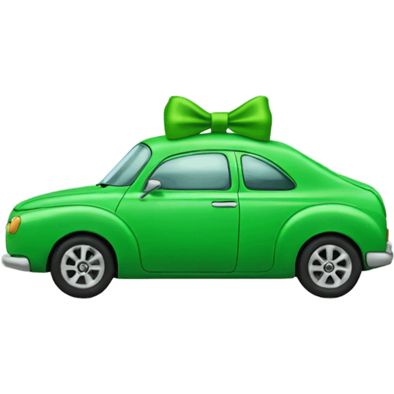 Green car with bow emoji