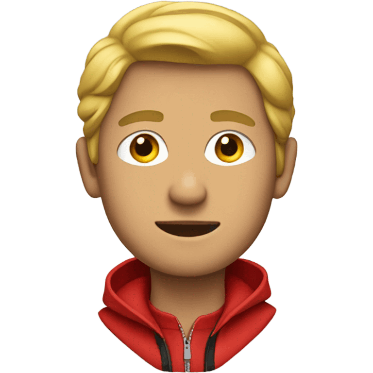 Bold man red jacket emoji