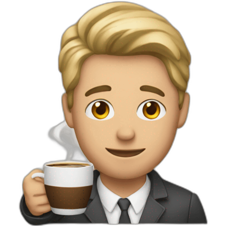 A man holding a mug of coffee emoji