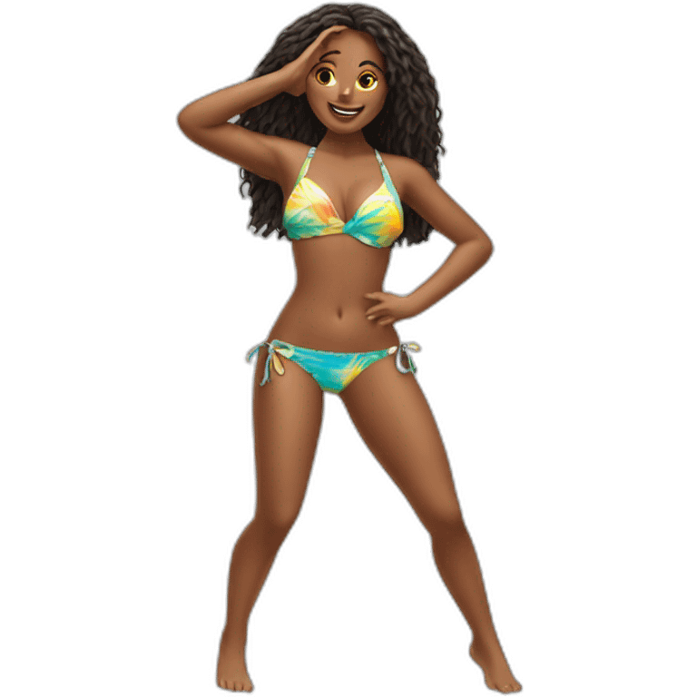 Bikini´s girls dance is beach emoji