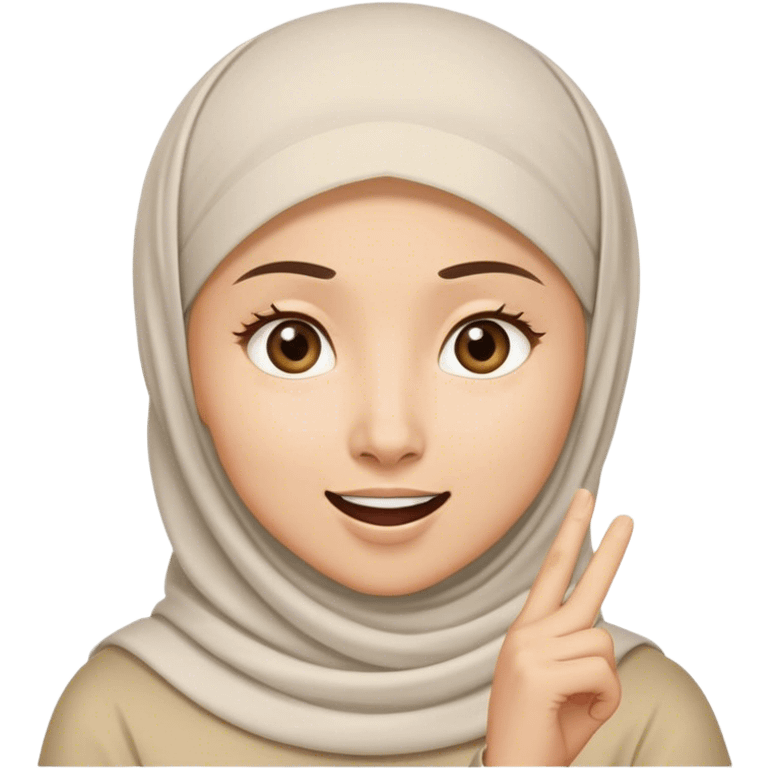 a white asian Muslim woman are thinking something. Her eyes rolling to up right. She got an idea, and her expression were excited! emoji