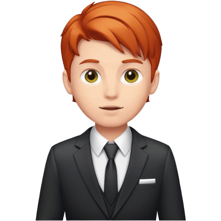 Redhead programmer boy wearing a suit emoji