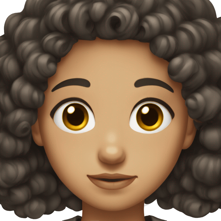 Girl with black curly hair and brown eyes emoji