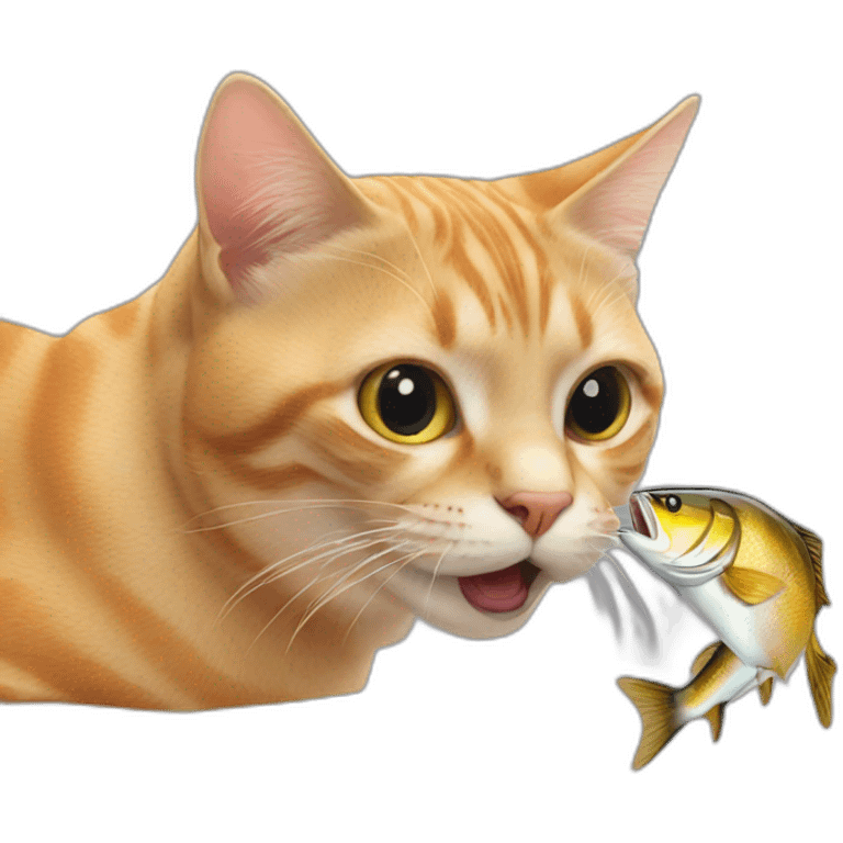 Cat eating fish emoji