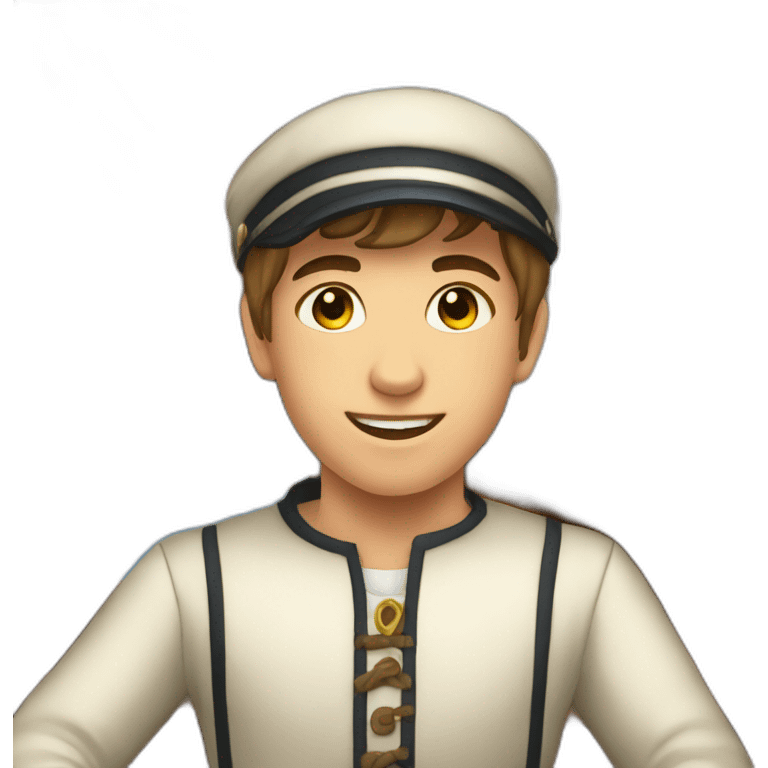 a fifteen-year-old boy at the helm of a schooner emoji