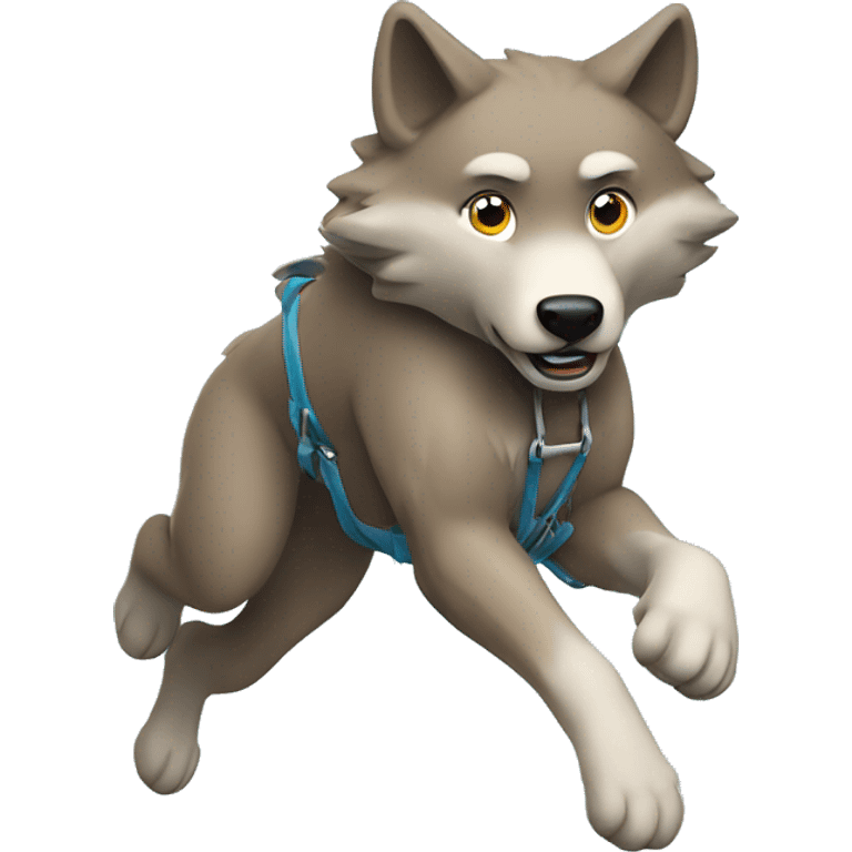 A wolf bungee jumping emoji