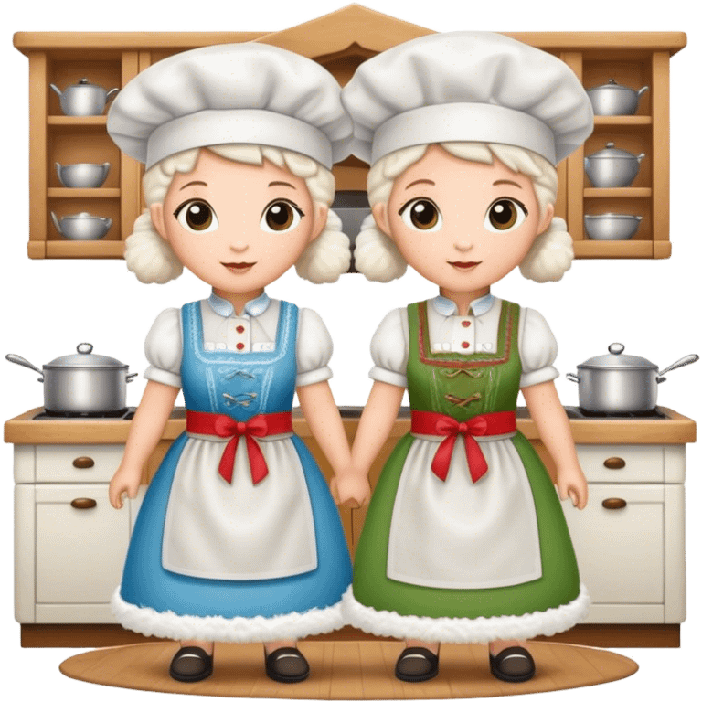 two lambs as cooks and in dirndls emoji