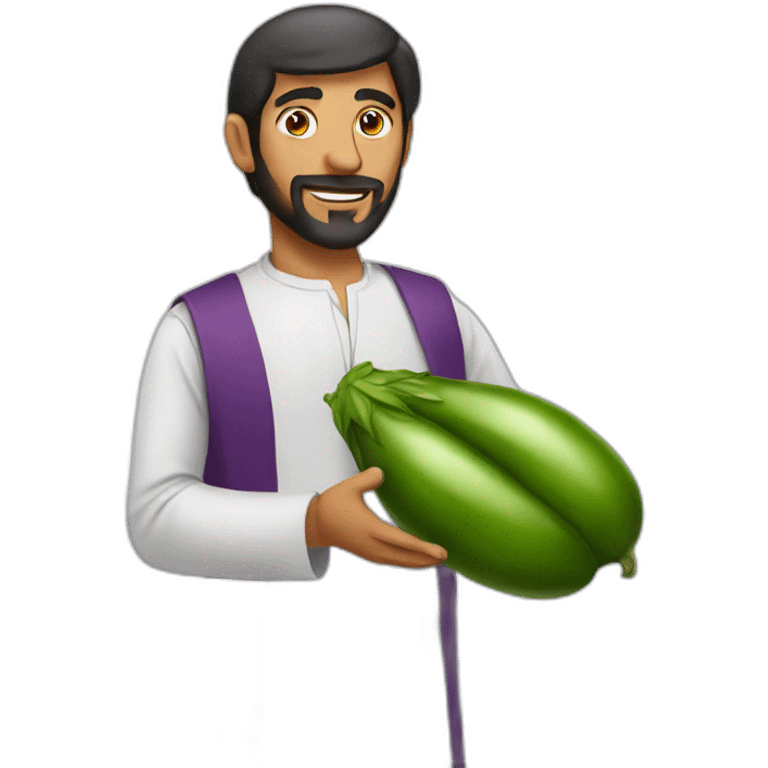 Arabic man holding an eggplant emoji