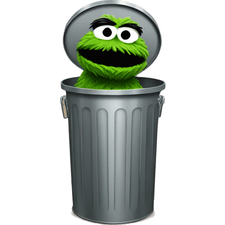 oscar the grouch inside metal trash can emoji