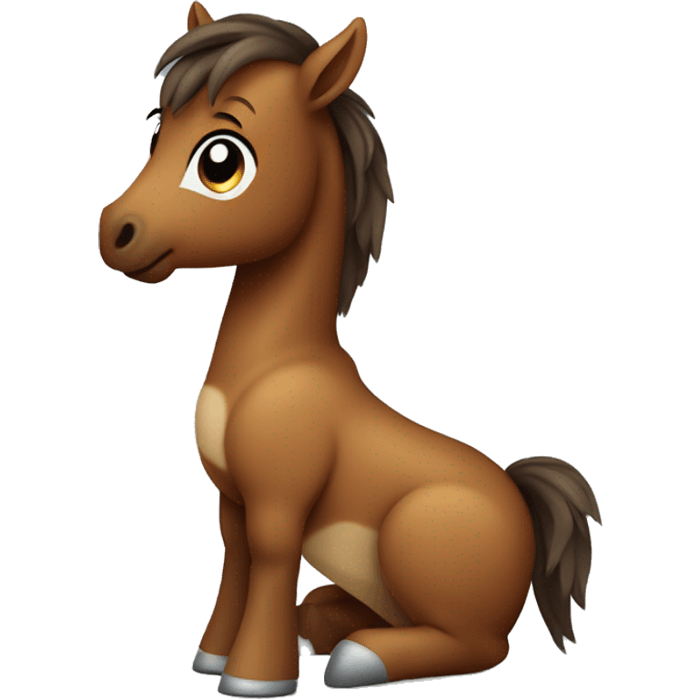 cute brown baby horse sitting up emoji