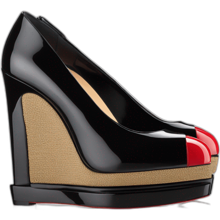 CHRISTIAN LOUBOUTIN UNE PLUME BLK PATENT WEDGE emoji