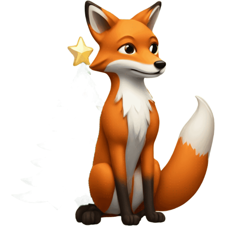 Fox with Christmas tree emoji