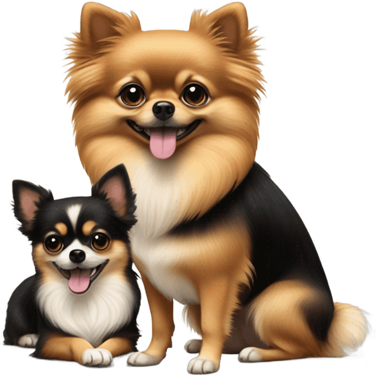 black tan Pomeranian best friend w 2 chihuahuas emoji