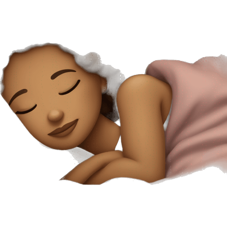 Light Skin Brown girl with 4b Hair sleeping in a cozy bed emoji