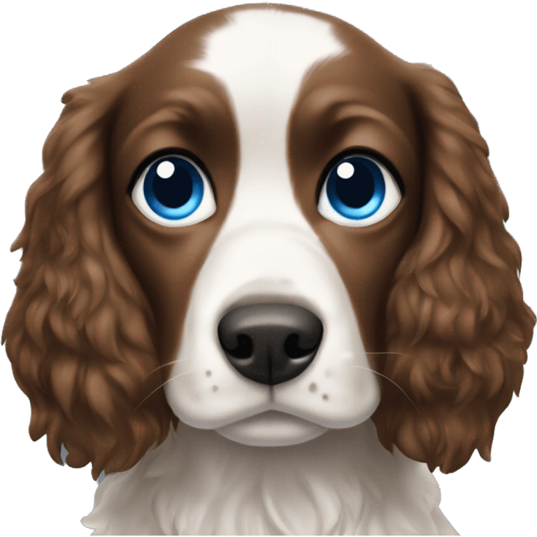 spaniel dog in the arms of a blue-eyed brunette girl emoji