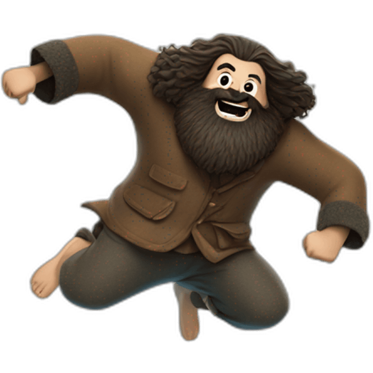 Hagrid jumping into a swimming pool emoji