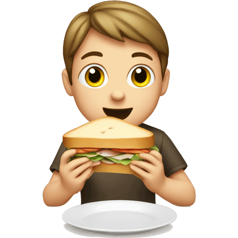 A European child eats a sandwich emoji