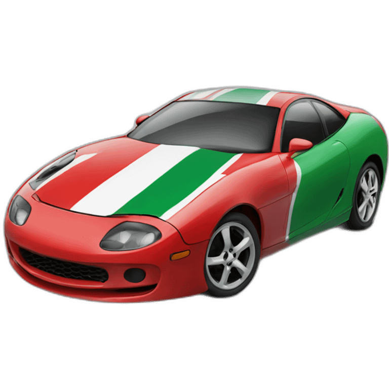 a sports car with Kenyan flag emoji