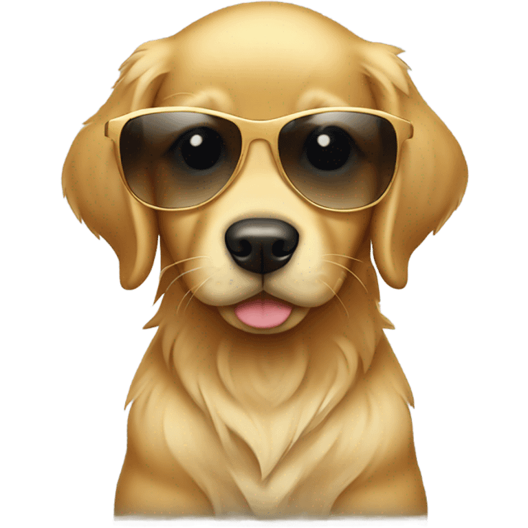 Golden retriever puppy wearing sunglasses at the beach emoji