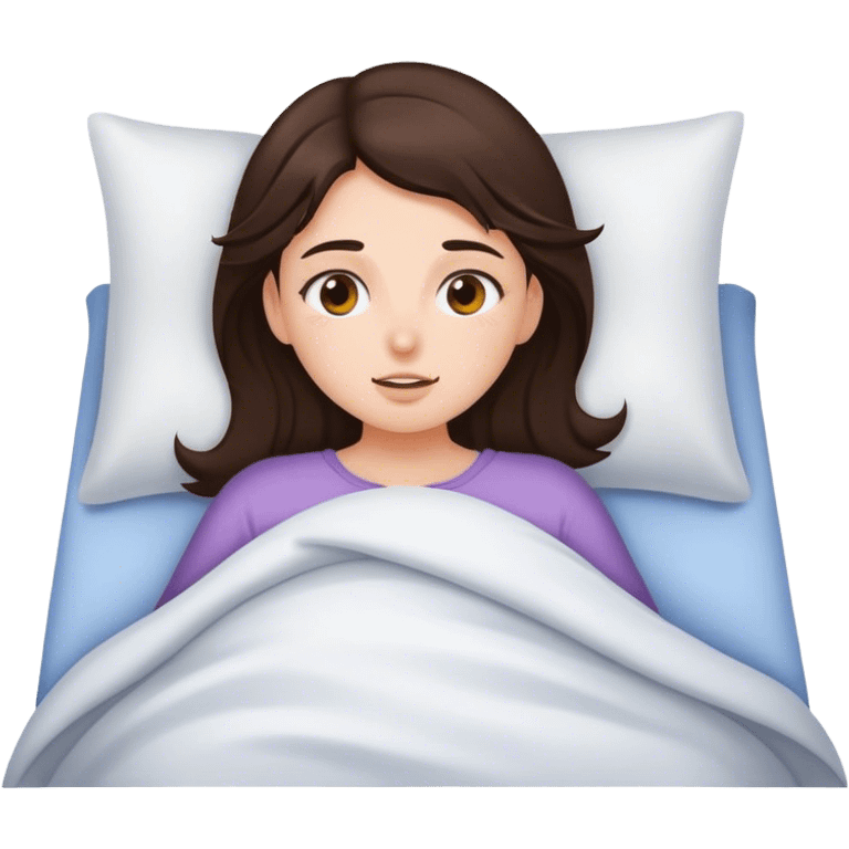 brunette girl waking up emoji