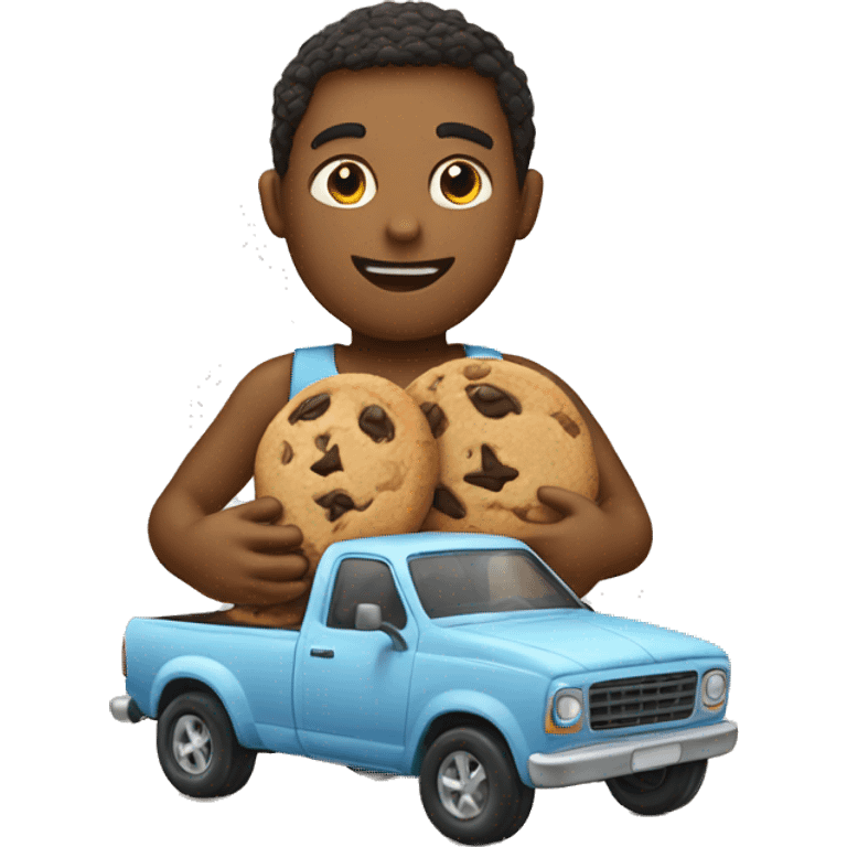 Cookie holding a toy car emoji