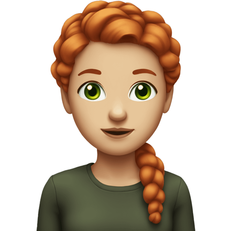 Girl with red hair, green eyes, thick eyebrows  emoji