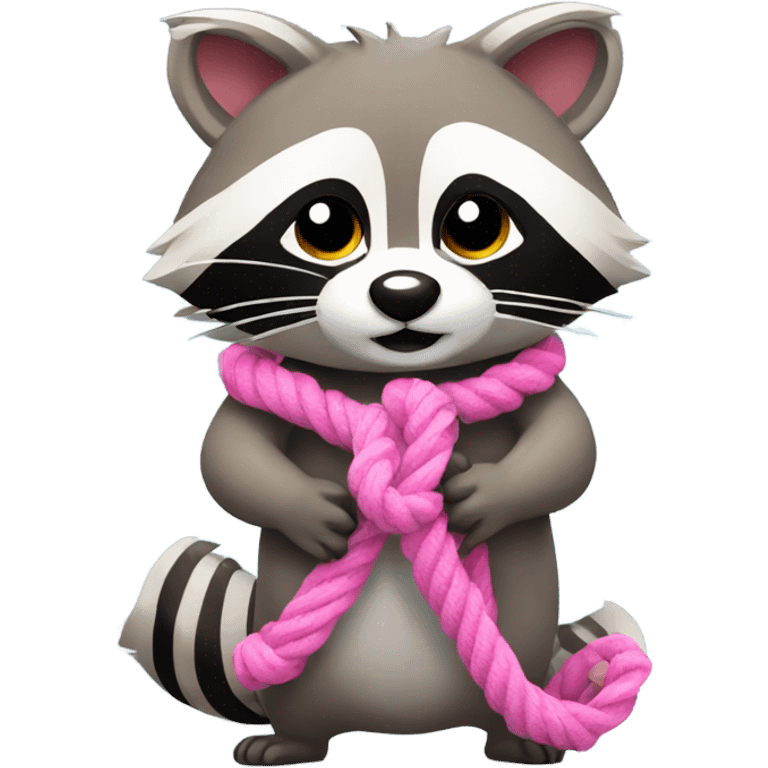 raccoon with pink ropes around wrist and ankles  emoji