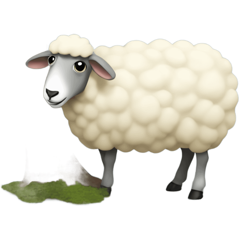 a sheep is eating under a tree emoji