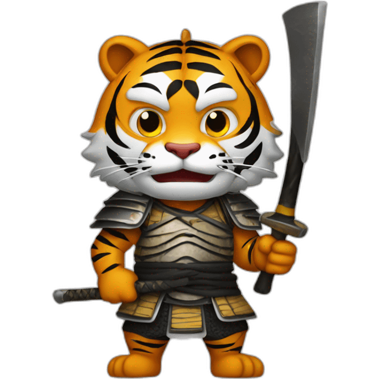 Tiger samurai holding axe emoji