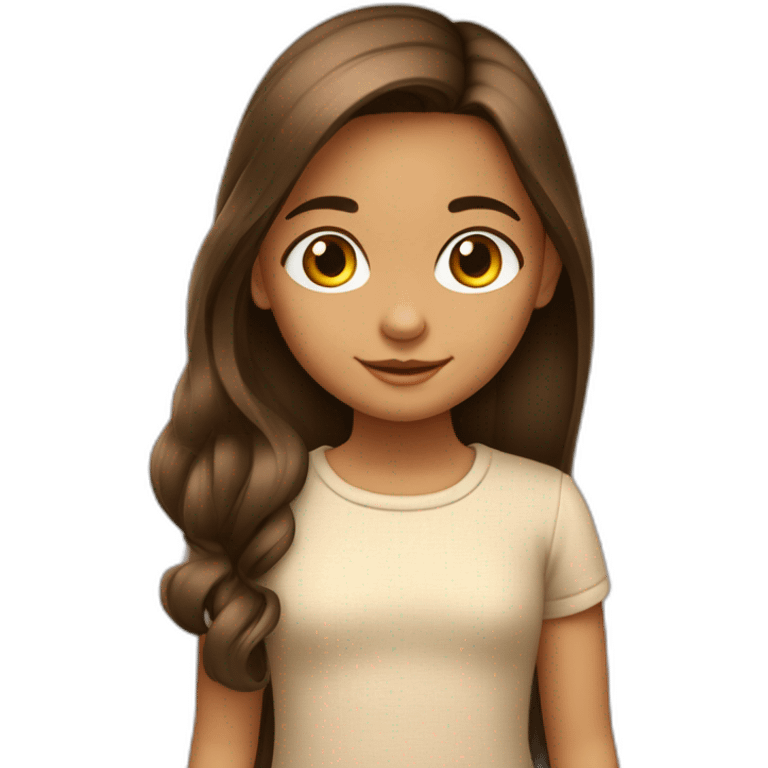 Niña de 8 años con pelo largo liso marrón emoji