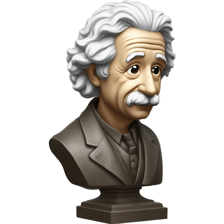 philosopher albert einstein statue with hand near his face emoji