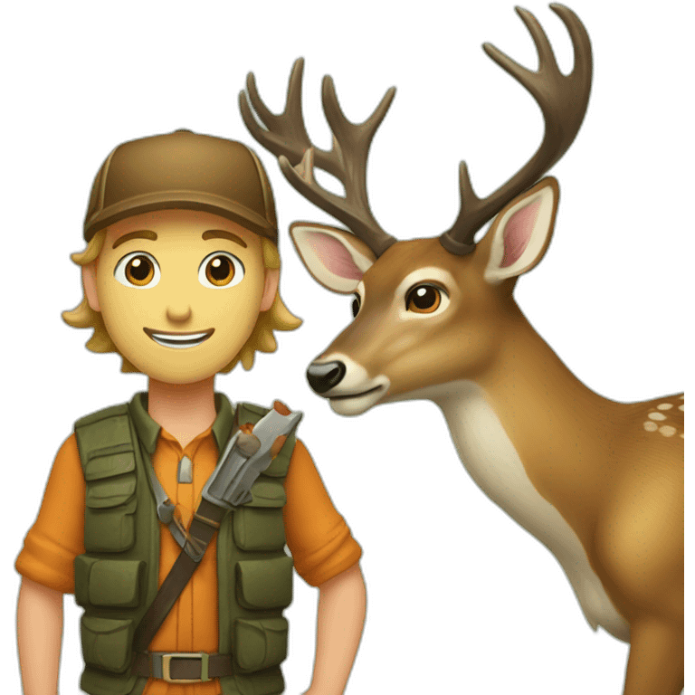 deer and hunter being firends emoji