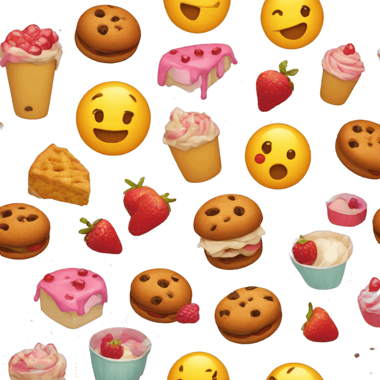 crea varios emogis de comidas dulces emoji