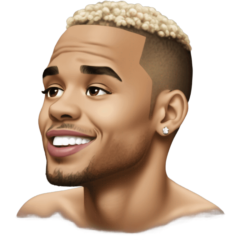 Hyper Realistic Chris Brown  Karruche Tran romantic photo  emoji