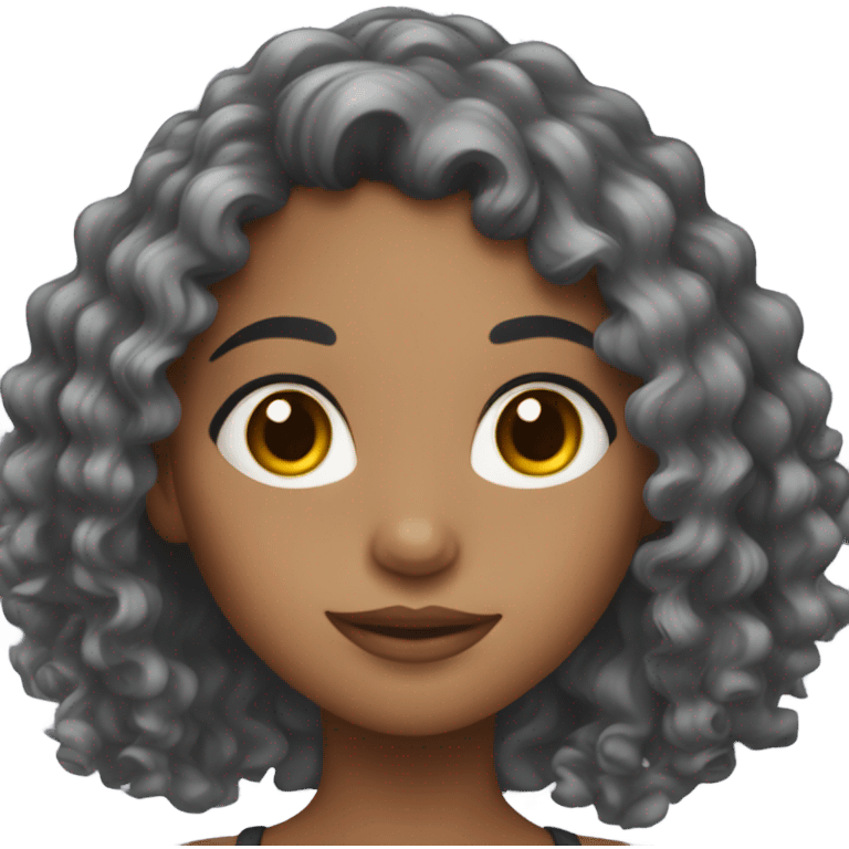 Mixed girl with long curly hair and long eyelashes emoji