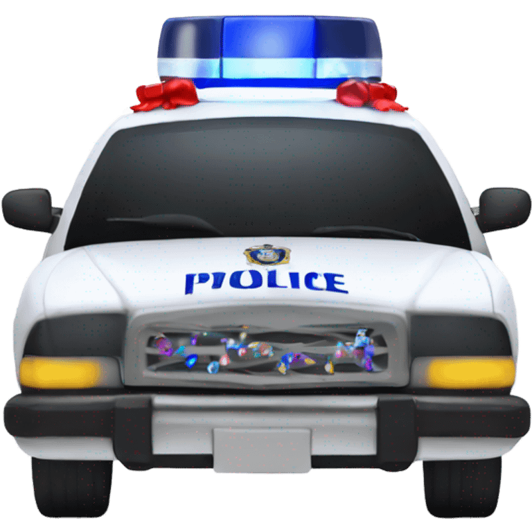 police car with Christmas decorations emoji