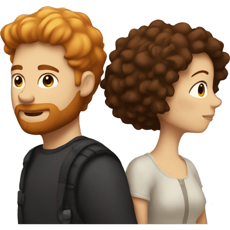  guy with ginger beard hugging dark brunette girl with frizzy short hair emoji