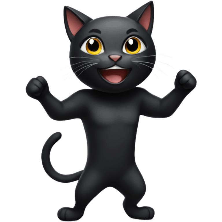 black cat celebrating a win emoji