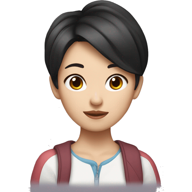 korean girl with short hair with mickey ears emoji