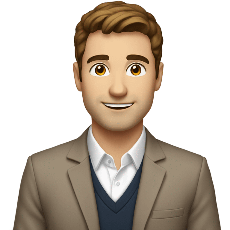 man, in smart casual, 30 y.o., business, short brown hair, white, brown eyes and eyebrows  emoji